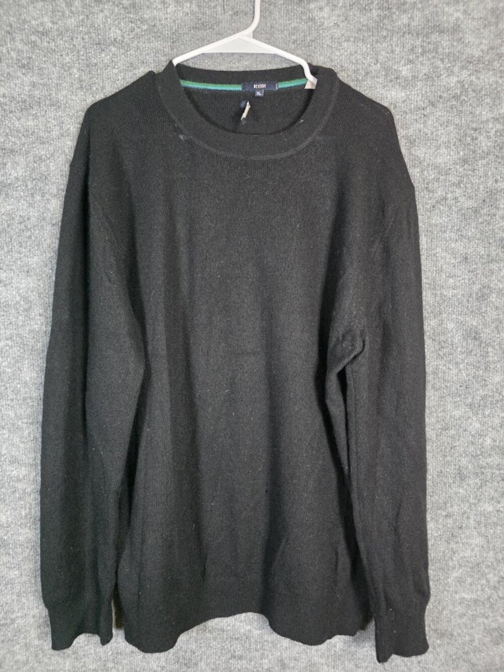 Benson Sweater Mens XL Black 100% Cashmere Crewneck Pullover Pilling Lint Damage